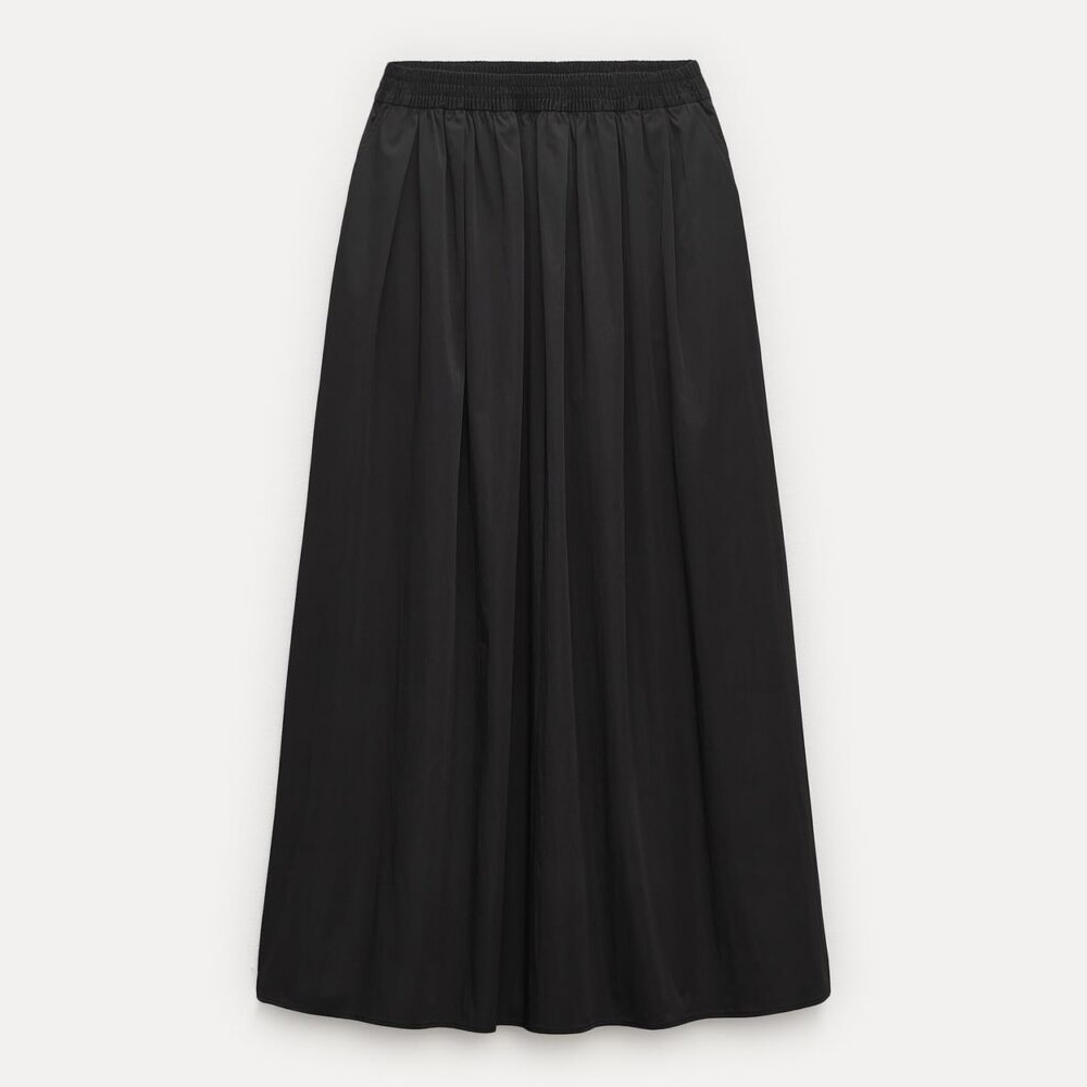 black elastic waist cotton maxi skirt