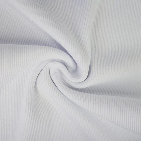 cotton polyester ribbing white