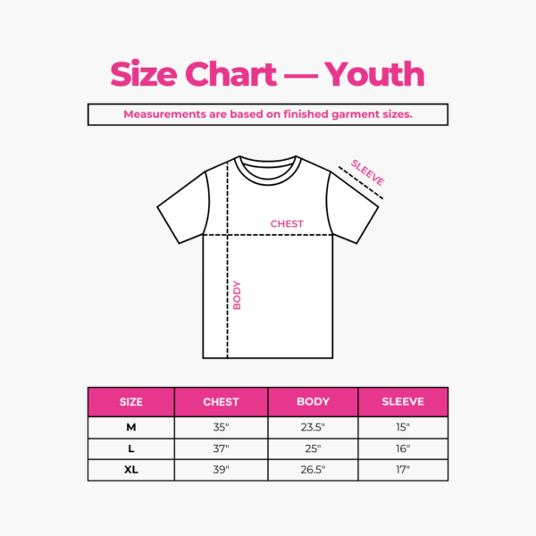 t shirt | kid sizes youth finished garment measurements