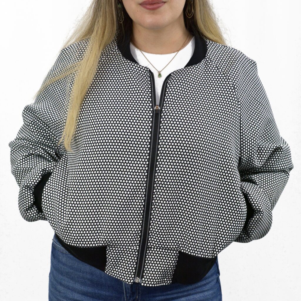 polka dot bomber jacket