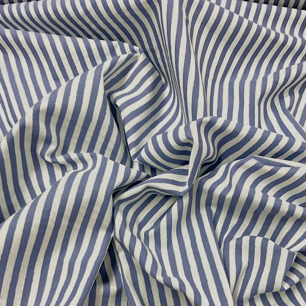 quilters cotton | 1/4" stripes | white & blue