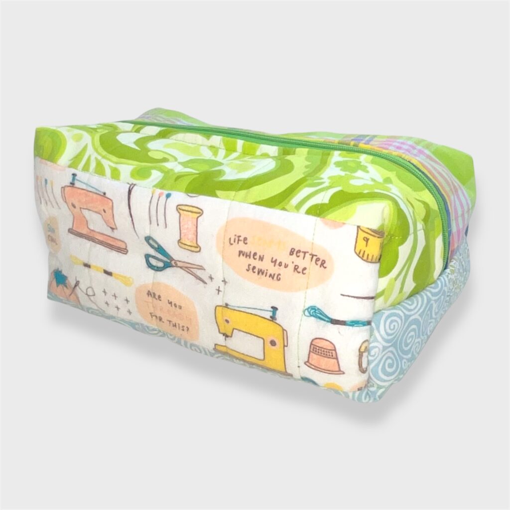 quilted zipper pouch green