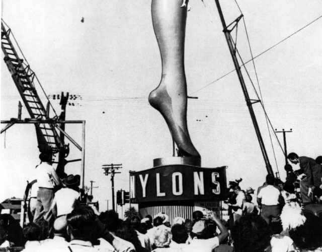 A giant leg, 35 feet high, advertised nylons to the Los Angeles area.